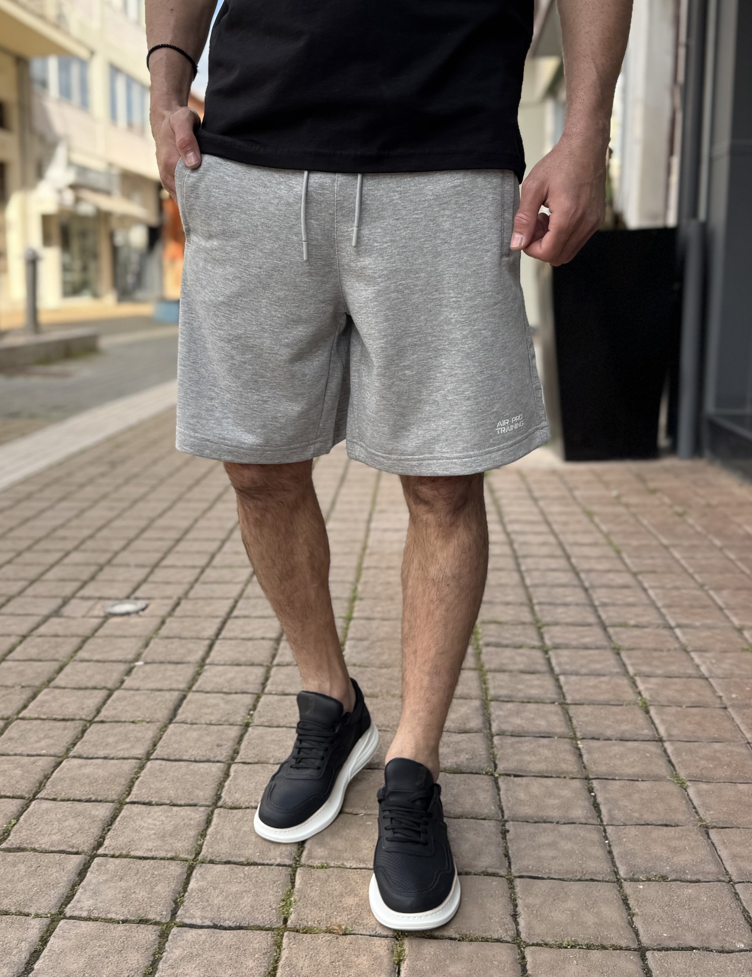 Dynamo ανδρική γκρι βαμβακερή βερμούδα AS231G